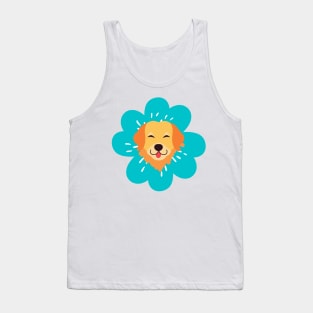 blue flower with dog face design Tank Top